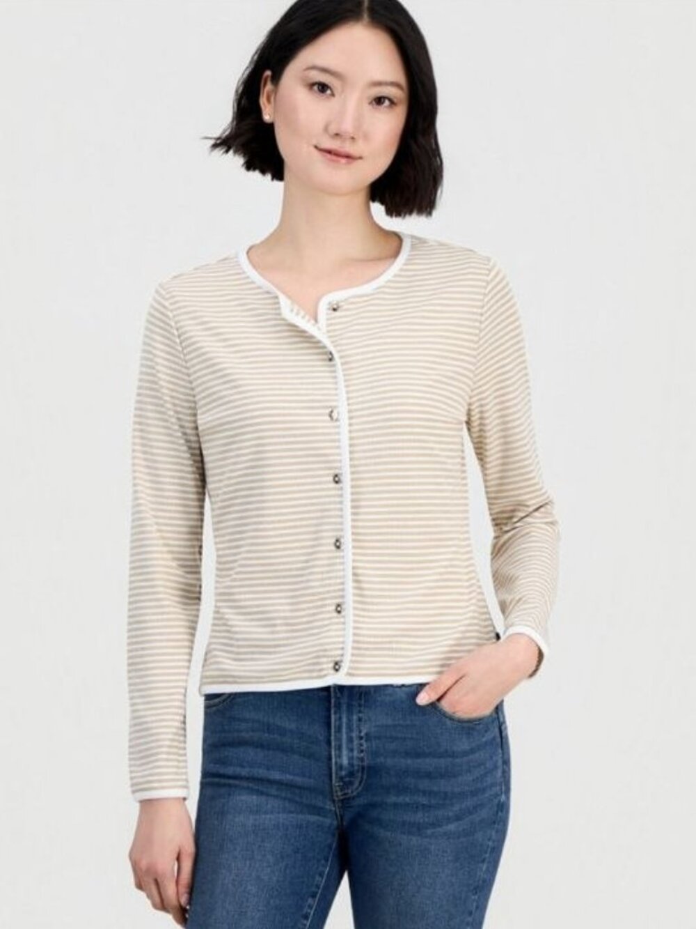 Nautica Women's Long-Sleeve Striped Cardigan Top Size S
